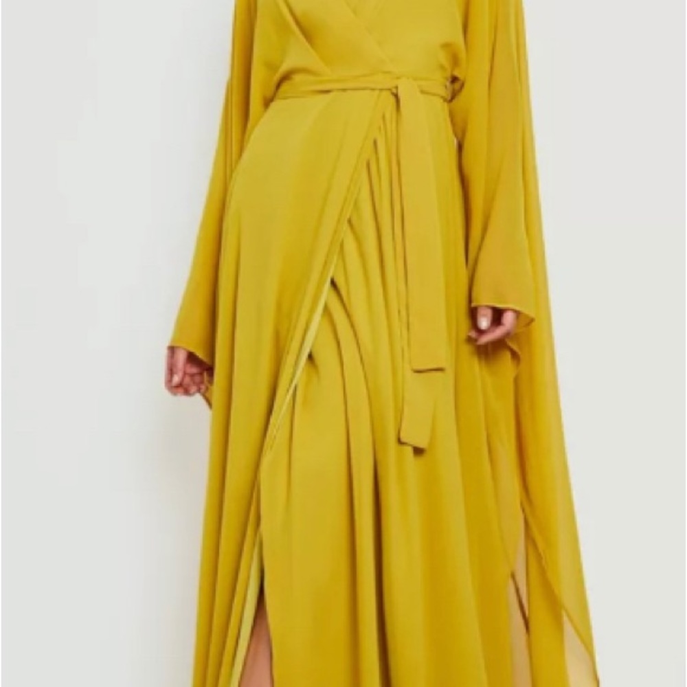 CHIFFON WRAP CAPE SLEEVE MAXI DRESS